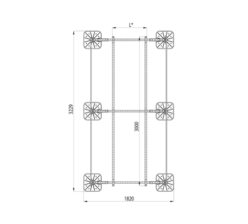 Опорная конструкция для установки оборудования TECHNORAPTOR FOOT 1500х3000 тип 1  KM-TR-F-SSEI-1500-3000-1  КМ - профиль