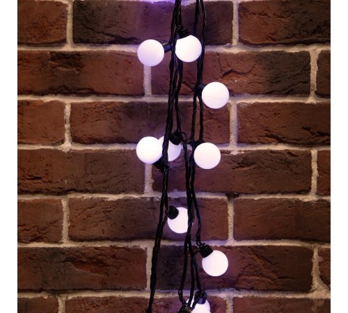 Гирлянда "Мультишарики" 38 мм, 10 м, черный ПВХ, 40 диодов, цвет белый  303-575  NEON-NIGHT