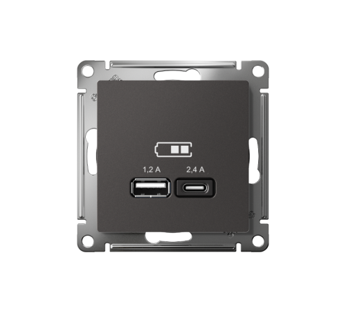 AtlasDesign Базальт USB Розетка А+С, 5В/2,4 А, 2х5В/1,2 А, механизм  ATN001439  SE