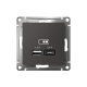 AtlasDesign Базальт USB Розетка А+С, 5В/2,4 А, 2х5В/1,2 А, механизм  ATN001439  SE