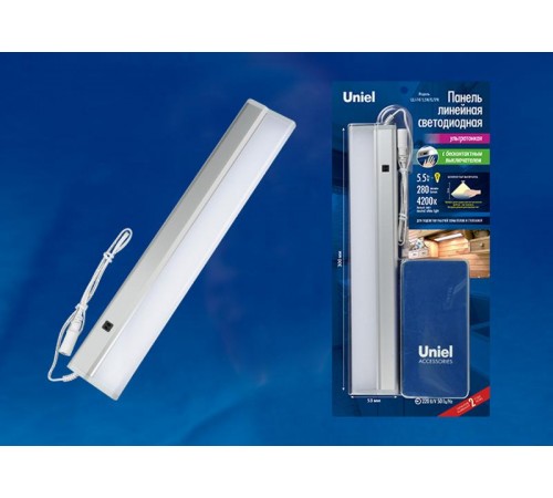 Панель светодиодная линейная ультратонкая с сенсором димм ULI-F41-5,5W/4200K/DIM SENSOR IP20 SILVER 300х53х14мм 280Lm серебр  UL-00002883  Uniel