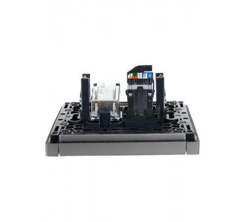FORTE&PIANO Розетка двойная TV+RJ45 кат.5E FP536 сталь  FP-AK20-1-K46  IEK