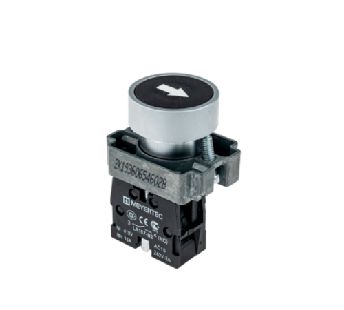 Кнопка плоская с маркировкой, черная, знак "стрелка вверх", 1NO, мет. MTB2-BAZ11335  58167  ОВЕН