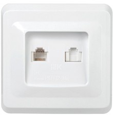 ВЕГА белый Розетка компьютерная и телефонная 2-местная RJ11/RJ45 РК/Т12-ВБ  EIV20-K01-DM  GENERICA