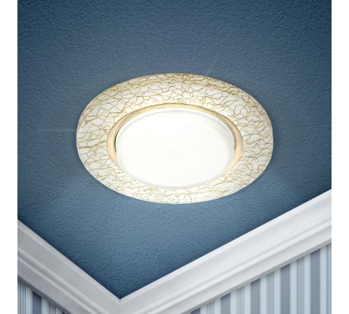 Светильник точечный встраиваемый под лампу DK80 13Вт GX53 белый/золото  Б0019576  ЭРА