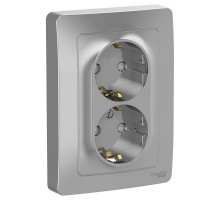 Blanca Алюминий С/У Розетка 2-ая с заземлением со шторками, 16А, 250В  BLNRS001123  SE