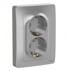 Blanca Алюминий С/У Розетка 2-ая с заземлением со шторками, 16А, 250В  BLNRS001123  SE
