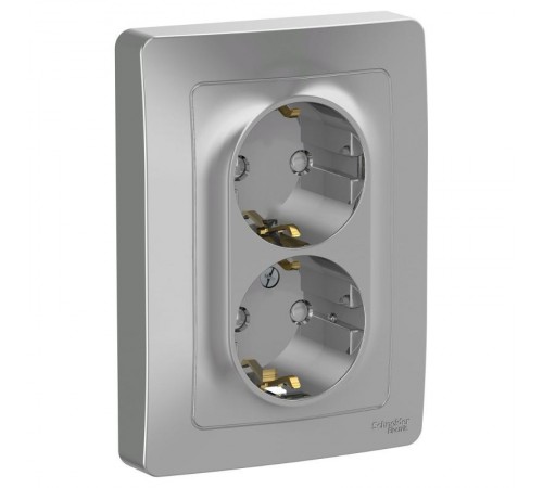 Blanca Алюминий С/У Розетка 2-ая с заземлением со шторками, 16А, 250В  BLNRS001123  SE