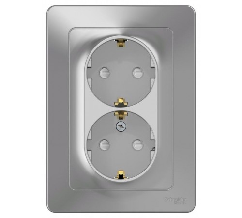 Blanca Алюминий С/У Розетка 2-ая с заземлением со шторками, 16А, 250В  BLNRS001123  SE