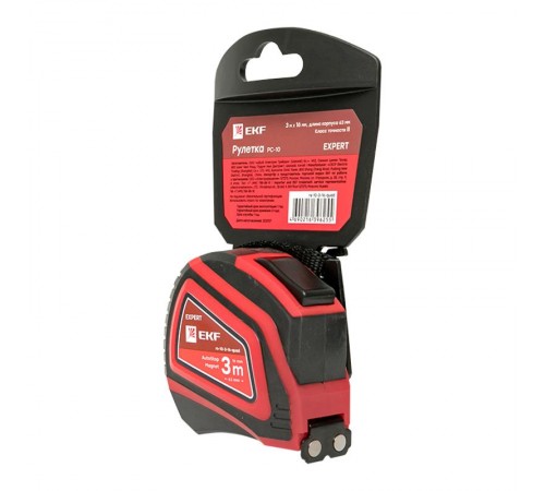 Рулетка измерительная РС-10 (3 м х 16 мм) Autostop Магнит EKF Expert  rs-10-3-16-quad  EKF