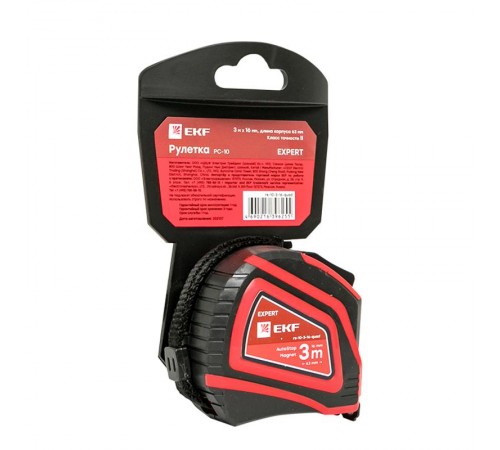 Рулетка измерительная РС-10 (3 м х 16 мм) Autostop Магнит EKF Expert  rs-10-3-16-quad  EKF