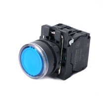 Кнопка SB5 с подсвет в сборе модуль 22мм синяя пластик 230-240ВAC 1НО+1НЗ  SB5AW36M5  SE
