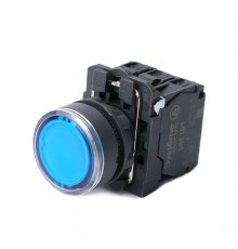 Кнопка SB5 с подсвет в сборе модуль 22мм синяя пластик 230-240ВAC 1НО+1НЗ  SB5AW36M5  SE