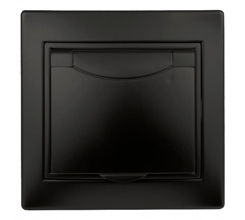 1-203-05 Intro Розетка 2P+E Schuko с крышкой, 16А-250В, IP20, СУ, Plano, антрацит  Б0044568  Intro