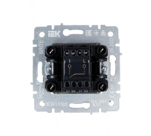 BRITE Выключатель 1-клавишный 10А ВС10-1-0-БрА алюминий  BR-V10-0-10-K47  IEK