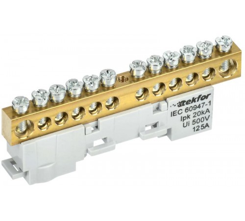 TEKFOR Шина L "фаза" неизолированная на универсальном держателе 8х12-12-Ср  TF-NN20-12-DL-K03  IEK