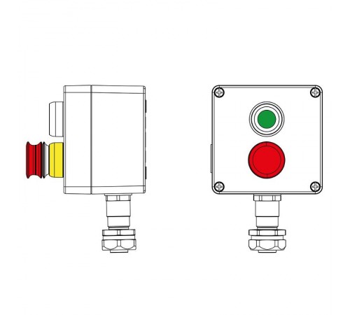 Взрывозащищенный пост управления из алюминия CPE-A-12-(1xP1G(11)-1xP6E(11))-1xKAEPM2MHK-20(C)1Ex d e IIC Т5 Gb / Ex tb IIIC T95°CDb IP66  2201.121.22