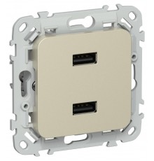 FLITE Розетка USB A+A 2,1А РЮ-2-ФлШ шампань  FI-U21-D31-K37  IEK