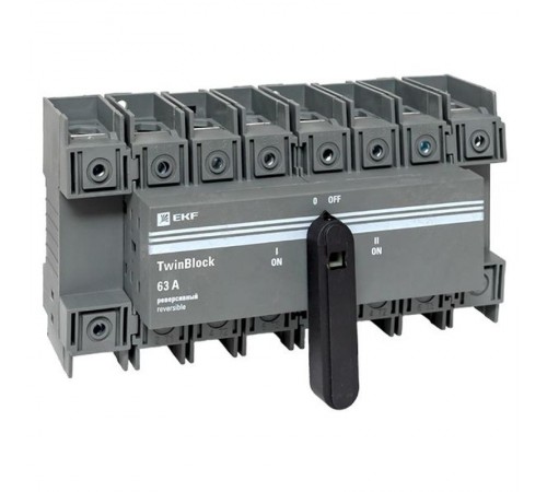 Рубильник 63A 4P реверсивный c рукояткой для прямой установки TwinBlock  tb-s-63-4p-rev  EKF