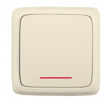 Выключатель открытой установки, одноклавишный, с индикацией, с изолирующей пластиной, цвет слонова кость  ВА16-114-01  HEGEL