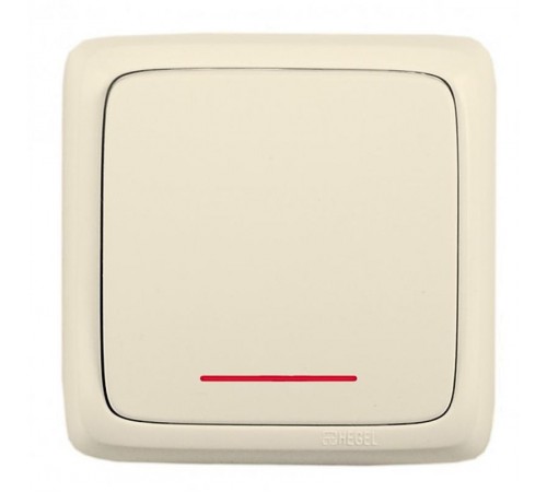 Выключатель открытой установки, одноклавишный, с индикацией, с изолирующей пластиной, цвет слонова кость  ВА16-114-01  HEGEL