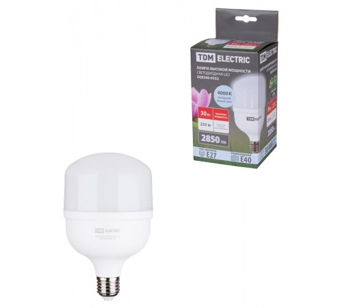 Лампа светодиодная T 30 Вт, 230 В, 4000 К, E27 (100x165 мм)  SQ0340-0352  TDM