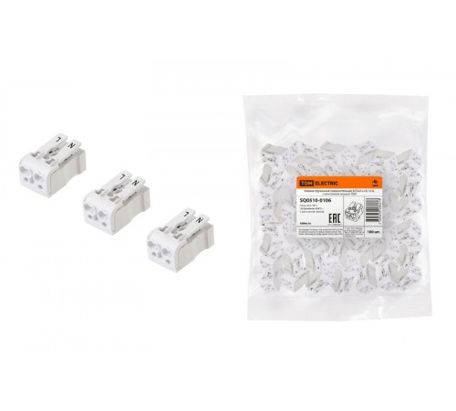 Клемма пружинная соединительная КСПн2-L+N, 16 A, с монтажной ножкой  SQ0510-0106  TDM