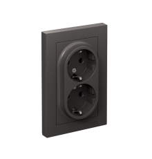 AtlasDesign Базальт Розетка 2-ая с заземлением со шторками, 16А, в сборе  ATN001426  SE