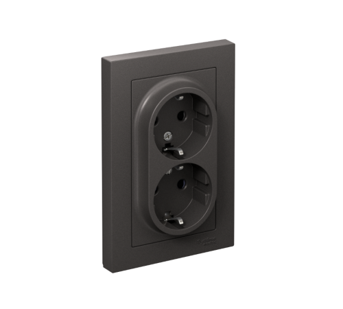 AtlasDesign Базальт Розетка 2-ая с заземлением со шторками, 16А, в сборе  ATN001426  SE