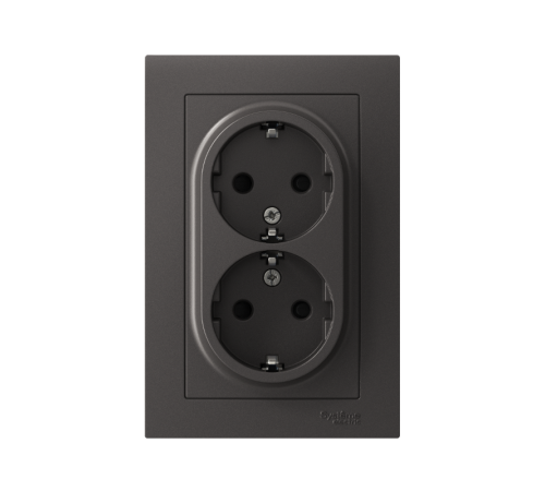 AtlasDesign Базальт Розетка 2-ая с заземлением со шторками, 16А, в сборе  ATN001426  SE