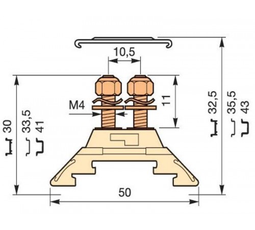 Клемма HD4/9.FF4.V0 2шпильки  1SNA295393R2200  TE