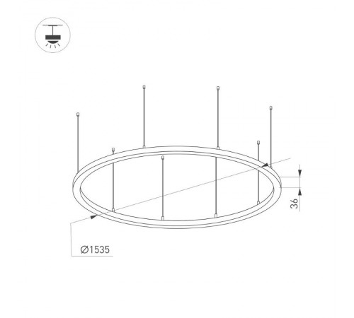 Светильник SP-LINE-HANG-ARC-O3535-D1500-124W Warm3000 (BLACK, 230V) (Arlight, Металл)  034009(1)  Arlight