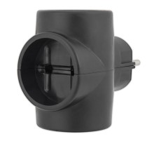 Тройник электрический 6-10 А без заземления черный  11-1076  REXANT