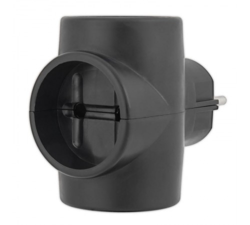 Тройник электрический 6-10 А без заземления черный  11-1076  REXANT