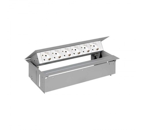 Simon S400 Врезной розеточный блок с крышкой и мет. вводом, 6x2P+E, алюминий, Simon 400  45606000-133  Simon