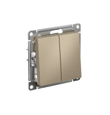 AtlasDesign Переключатель 2-клавишный, перекрестный, 2 x сх. 7, 10АХ, механизм, Шампань  ATN000573  SE