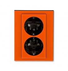 ABB Levit Оранжевый / дымчатый чёрный Розетка 2-ая с з/к со шторками 16А  5522H-C03457 66W  2CHH223457C6066  ABB