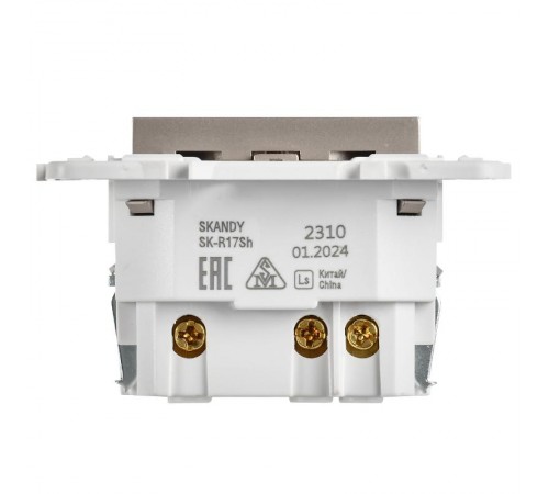 SKANDY Розетка с заземлением с защитными шторками 16А с USB C 18Вт SK-R17Sh шампань   SK-R14-16-U14-018-K37  IEK