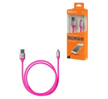 Дата-кабель, ДК 21, USB - Lightning, 1 м, силиконовая оплетка, розовый,  SQ1810-0321  TDM