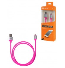Дата-кабель, ДК 21, USB - Lightning, 1 м, силиконовая оплетка, розовый,  SQ1810-0321  TDM