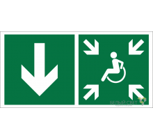 Знак безопасности BL-3015A.E79"Указ. двери пункта сбора(безоп.зоны)МГН(лев.)"  a19614  Белый свет