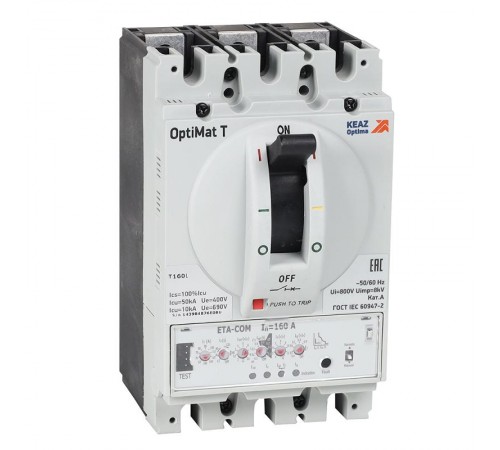 Выключатель автоматический для защиты двигателя OptiMat T160M ETA-M-COM 160A 3P  356135  КЭАЗ