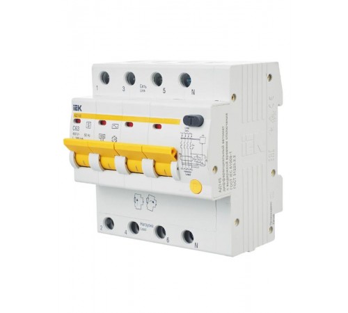 Выключатель автоматический дифференциального тока АД14S 4п 63А C 300мА тип AC (5 мод)  MAD13-4-063-C-300  IEK