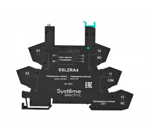 Розетка 230В AC/DC для реле интерфейсного 60В DC, push-in зажим  SSLZRA4  SE