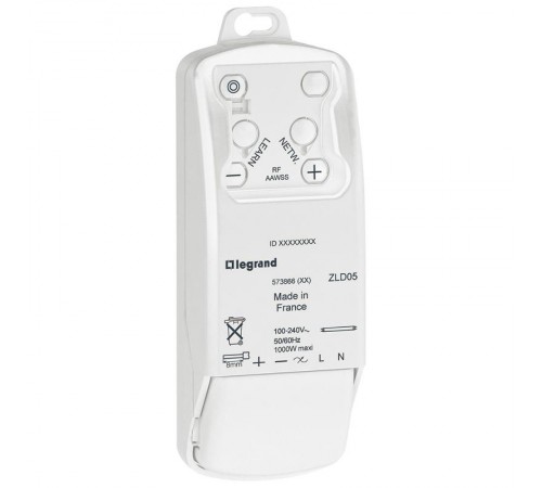 Светорегулятор-приемник - радио - для установки в подвесной потолок - 1 канал - фаза + нейтраль - 1000 ВА  573866  Legrand