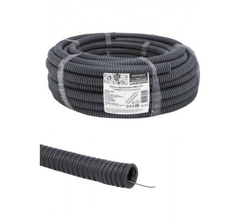 Труба гофрированная ПВХ d 32 с зондом (50 м) легкая Народная