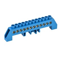 Шина "N" нулевая в комбинированном синем изоляторе на DIN-рейку 8x12 мм 12 групп  11-2318  REXANT