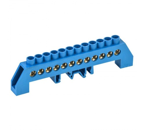 Шина "N" нулевая в комбинированном синем изоляторе на DIN-рейку 8x12 мм 12 групп  11-2318  REXANT