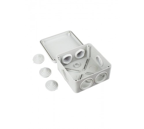 Коробка распределительная КМ41233 для о/п 100х100х50 мм IP44 (RAL7035, 6 гермовводов)  UKO11-100-100-050-K41-44  IEK