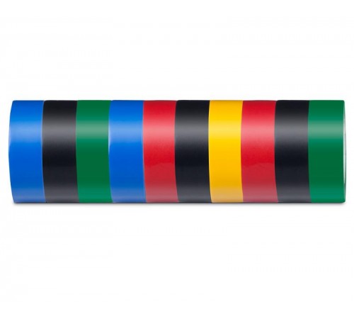 Изоляционная лента 0,13*15мм, 100 м., комплект 10 штук, мультиколор  39289  STEKKER